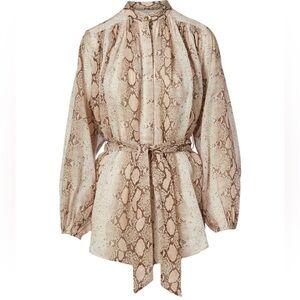 Zimmermann Beige and Brown Python-Print Blouse